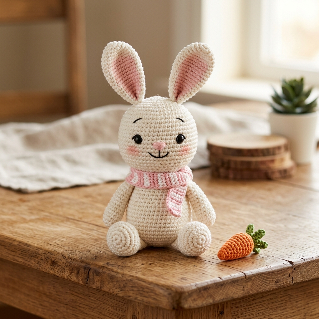 DDS Creations Handmade Crochet Bunny Plushie with Carrot