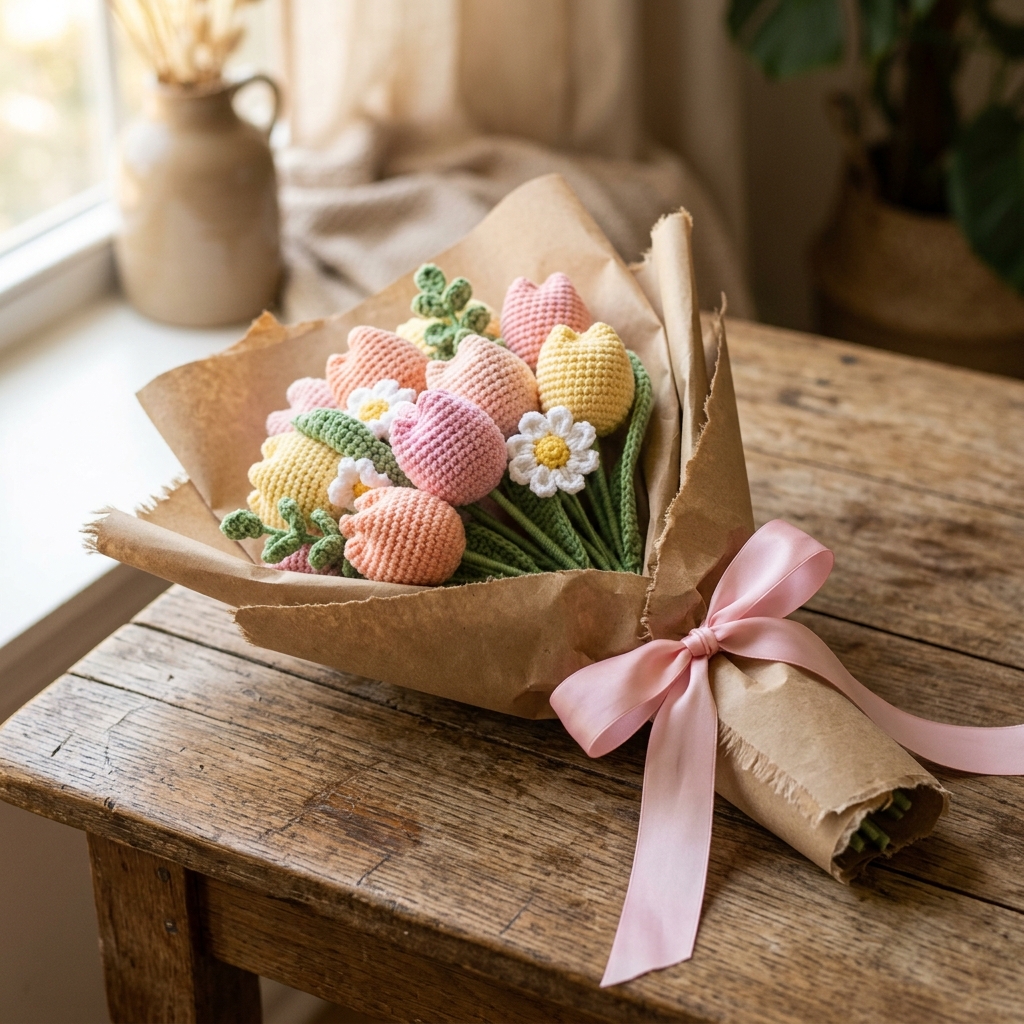 Handcrafted Crochet Tulip Bouquet