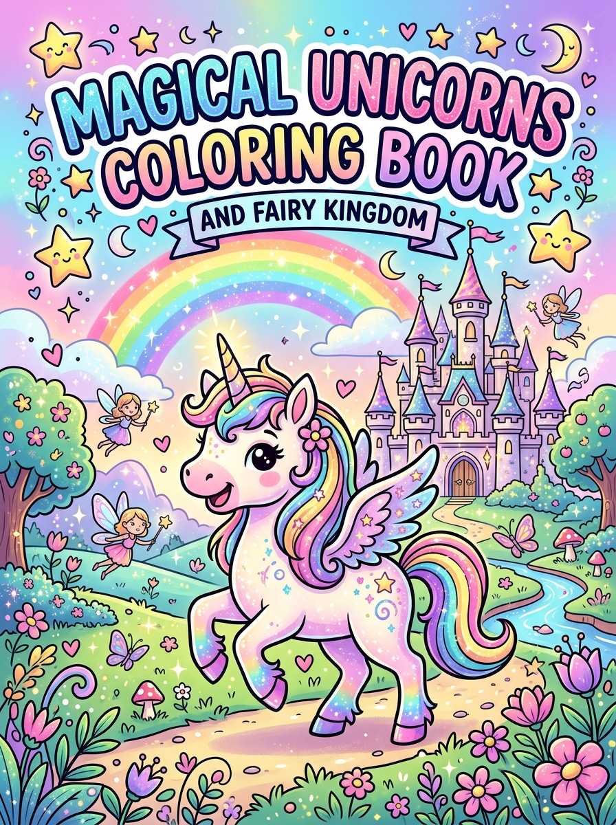 Magical Unicorns & Fairy Kingdom Coloring