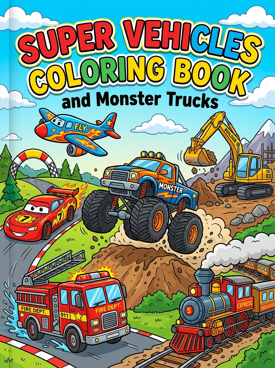 Super Vehicles & Monster Trucks Coloring
